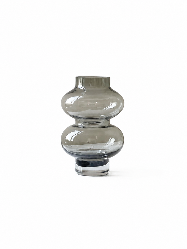 Sculptural Double-Bubble Glass Vase - Grey