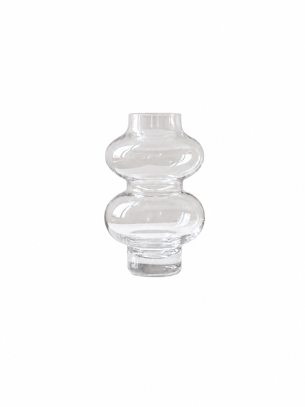 Sculptural Double-Bulb Glass Vase - Clear
