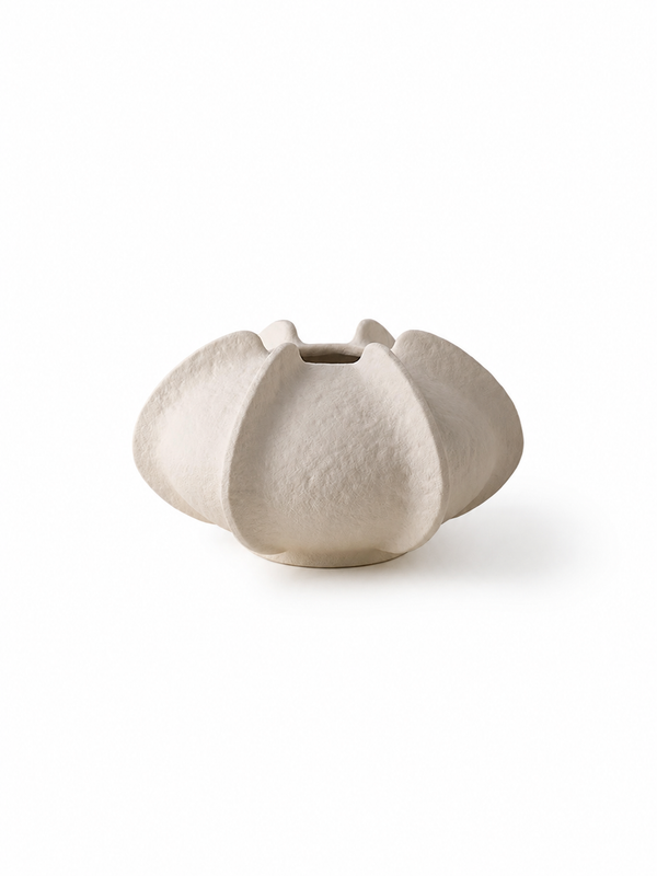 Petal Form Unglazed Ceramic Vase