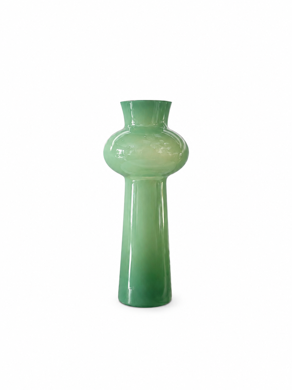 Sculptural Green Glass Vase