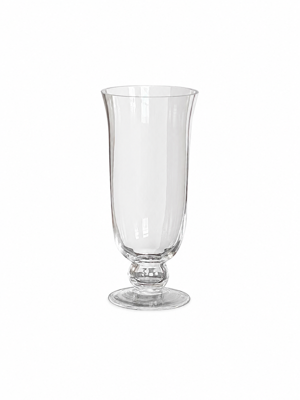 Clear Glass Pedestal Vase – Tall Sculptural Flower Vase