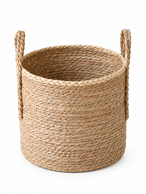 Handwoven Seagrass Storage Baskets with Handles (Set of 2) – Natural Woven Laundry & Plant Basket, Decorative Organizer for Toys, Blankets & Home Decor