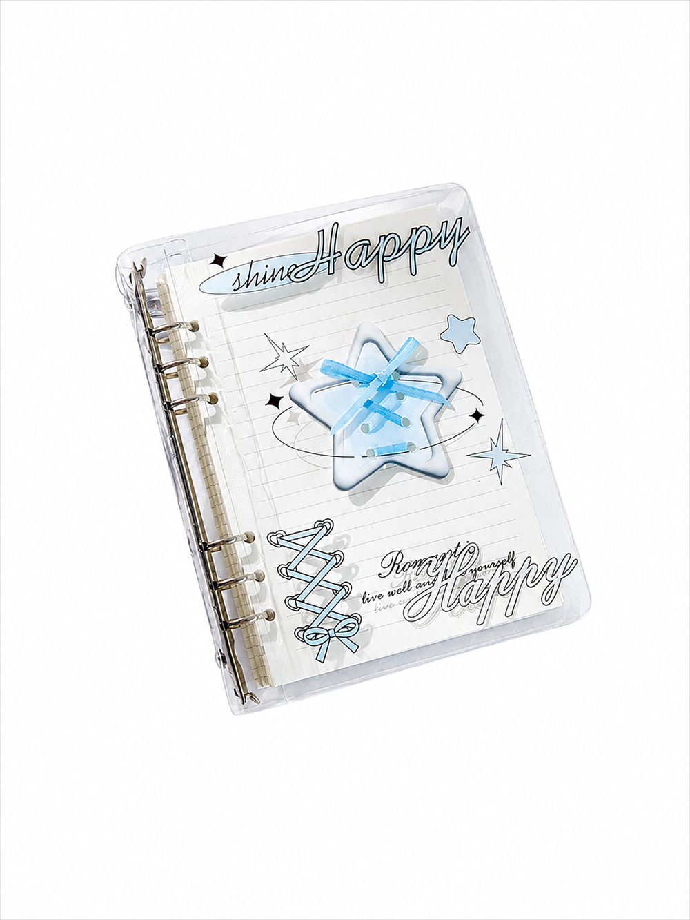 Acrylic Ballet Strap A5 Journal – Metal Clip Loose-Leaf Notebook