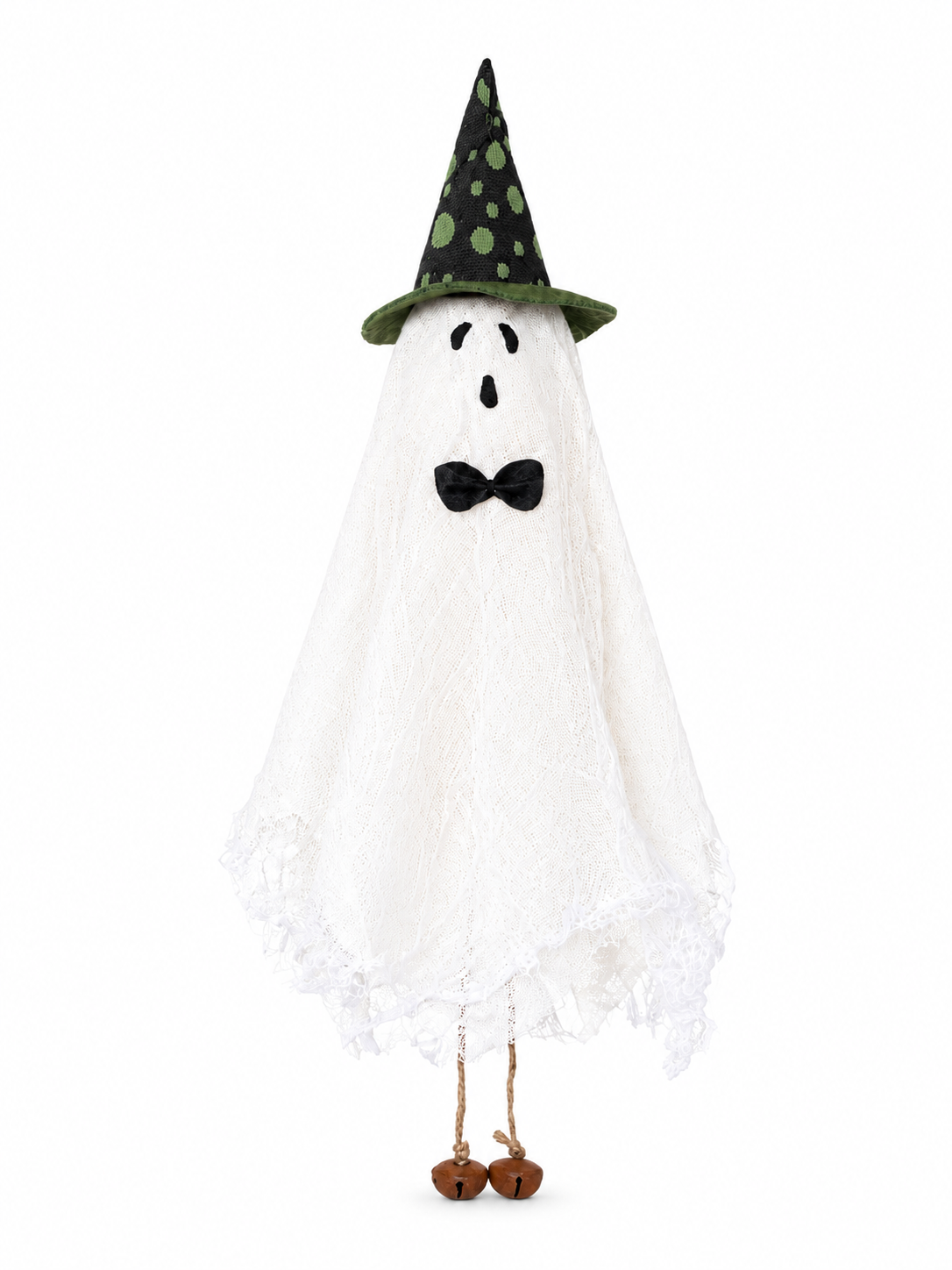 Hanging Halloween Ghost Decorations with Witch Hats & Jingle Bells – Set of 3 Cute Spooky Fabric Hanging Pendant Ornaments