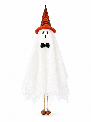 Hanging Halloween Ghost Decorations with Witch Hats & Jingle Bells – Set of 3 Cute Spooky Fabric Hanging Pendant Ornaments