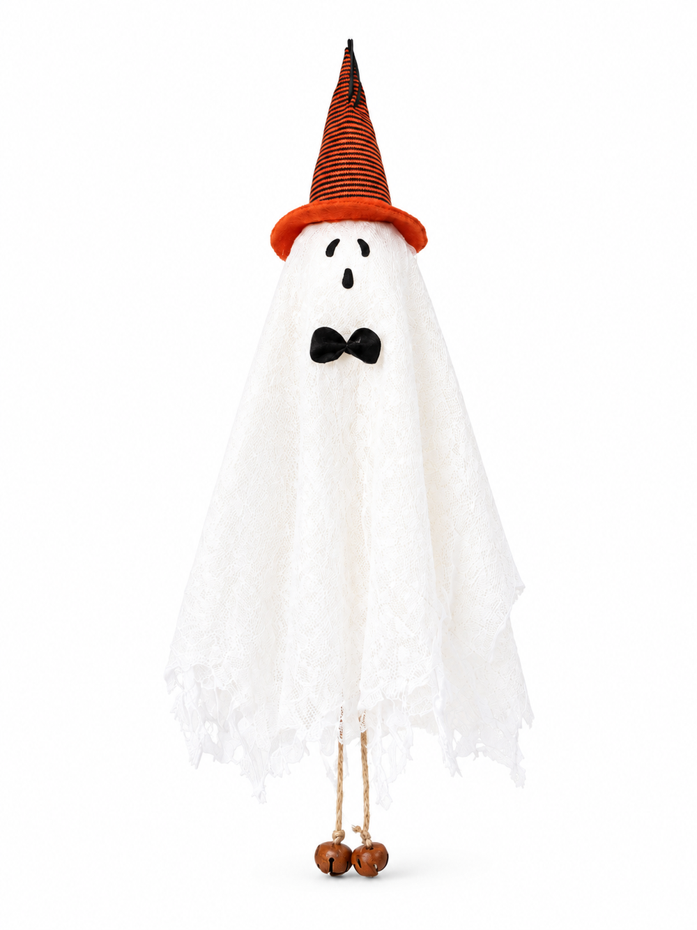 Hanging Halloween Ghost Decorations with Witch Hats & Jingle Bells – Set of 3 Cute Spooky Fabric Hanging Pendant Ornaments