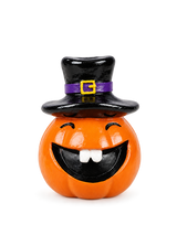 Spooky & Funny Halloween Pumpkin Resin Figurines Set – Stacked Jack-o'-Lantern Statues with Witch & Top Hats, Quirky Halloween Tabletop Decor for Home & Party