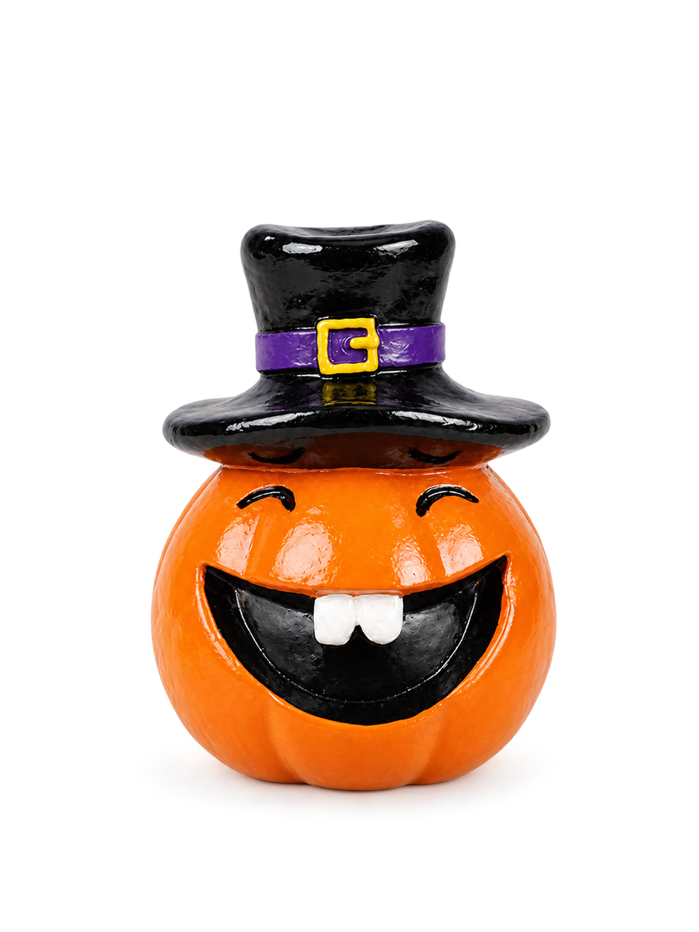 Spooky & Funny Halloween Pumpkin Resin Figurines Set – Stacked Jack-o'-Lantern Statues with Witch & Top Hats, Quirky Halloween Tabletop Decor for Home & Party