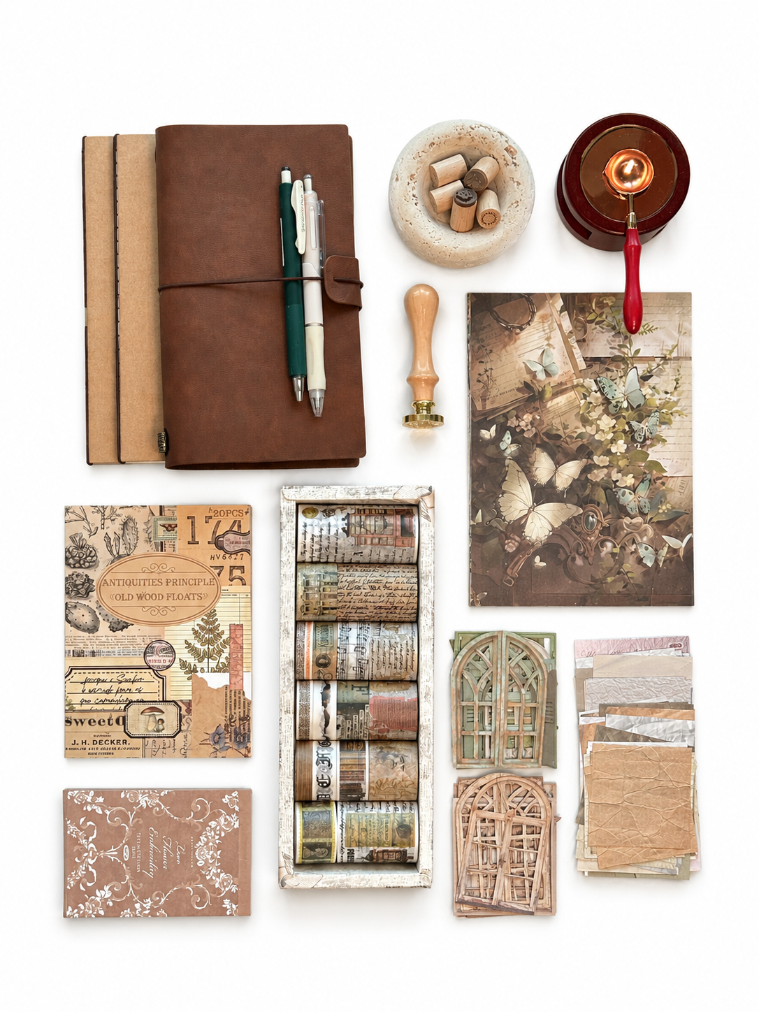 Vintage Junk Journaling Kit – Brown Aesthetic Scrapbooking Gift Box