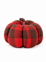 Fabric Plaid Harvest Pumpkins Set – Artificial Cloth Pumpkins with Resin Stems, Rustic Farmhouse Autumn & Thanksgiving Table Centerpiece Decor for Halloween