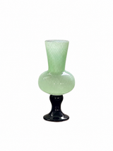 Hand-Blown Bubble Glass Vase with Black Pedestal