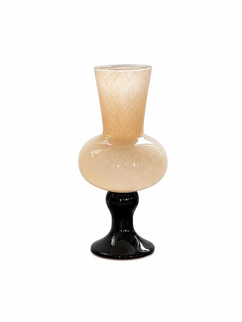 Hand-Blown Bubble Glass Vase with Black Pedestal