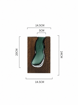 Sculptural Wooden & Glass Vase