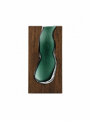 Sculptural Wooden & Glass Vase