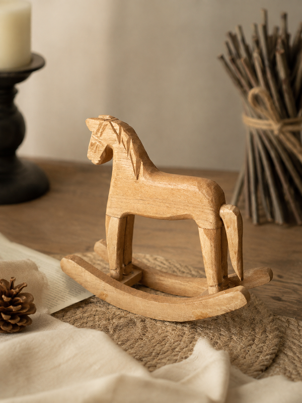 Handcrafted Solid Wood Rocking Horse Ornament