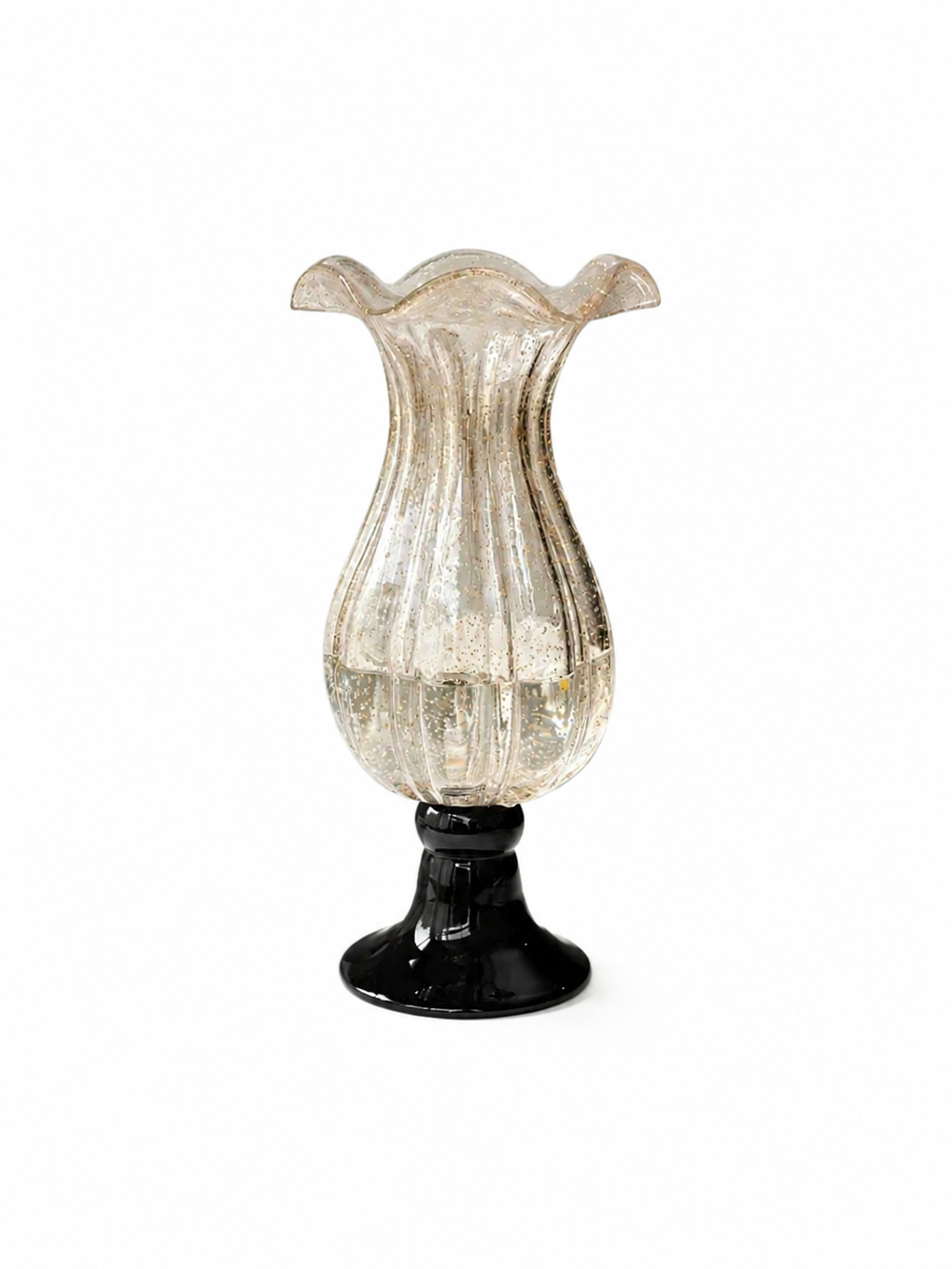 Gold-Flecked Wavy Edge Glass Vase