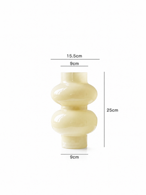 Sculptural Double-Bulb Glass Vase - Cream