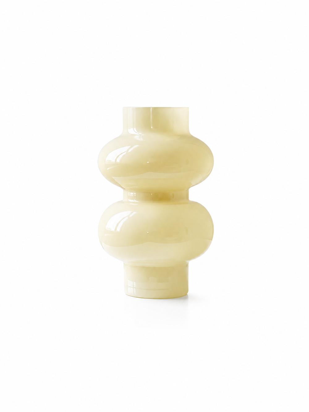 Sculptural Double-Bulb Glass Vase - Cream