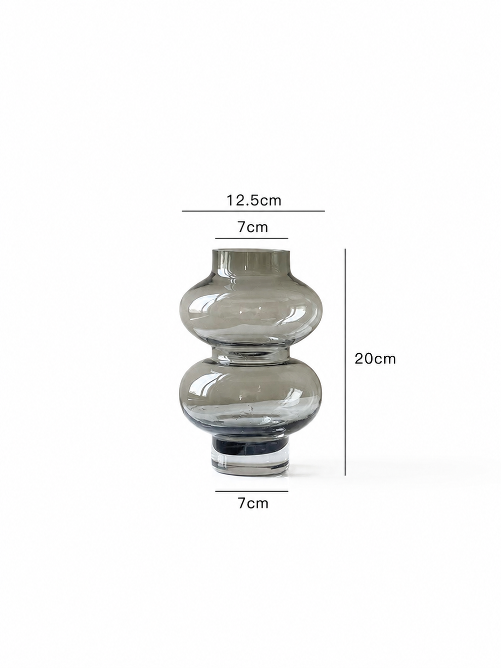 Sculptural Double-Bubble Glass Vase - Grey