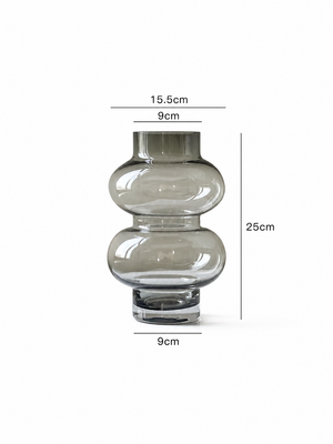 Sculptural Double-Bubble Glass Vase - Grey