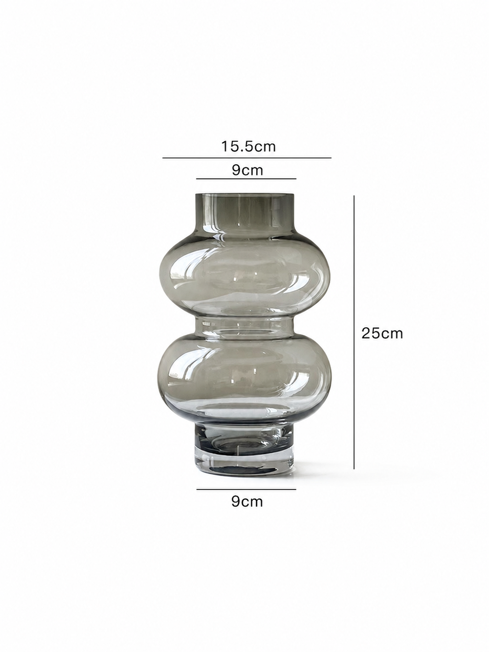 Sculptural Double-Bubble Glass Vase - Grey