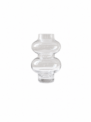 Sculptural Double-Bulb Glass Vase - Clear