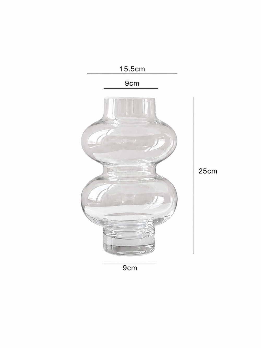Sculptural Double-Bulb Glass Vase - Clear