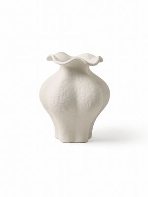 Ruffled Unglazed Ceramic Vase | High-Fired Sculptural Vase