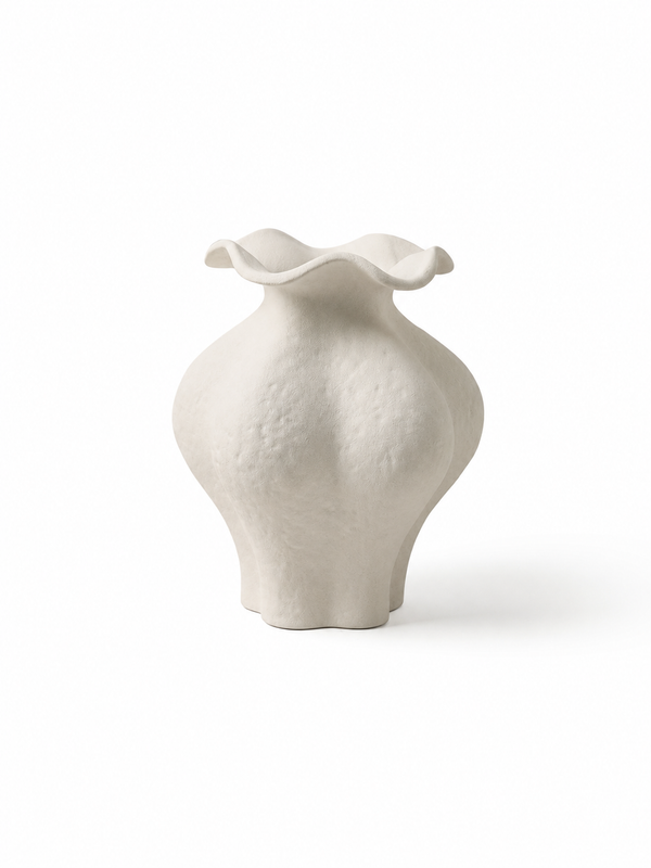 Ruffled Unglazed Ceramic Vase | High-Fired Sculptural Vase