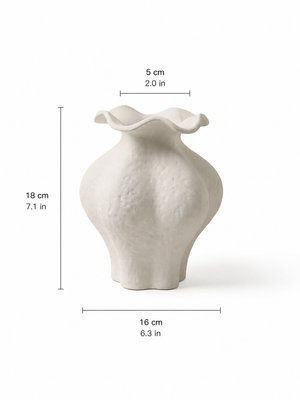 Ruffled Unglazed Ceramic Vase | High-Fired Sculptural Vase