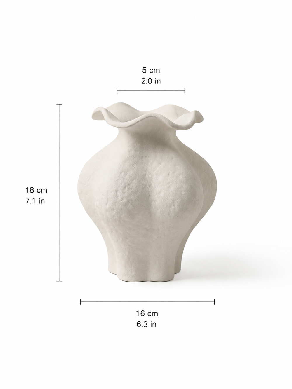 Ruffled Unglazed Ceramic Vase | High-Fired Sculptural Vase