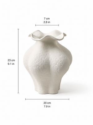 Ruffled Unglazed Ceramic Vase | High-Fired Sculptural Vase