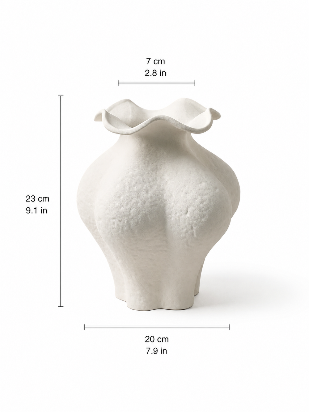 Ruffled Unglazed Ceramic Vase | High-Fired Sculptural Vase