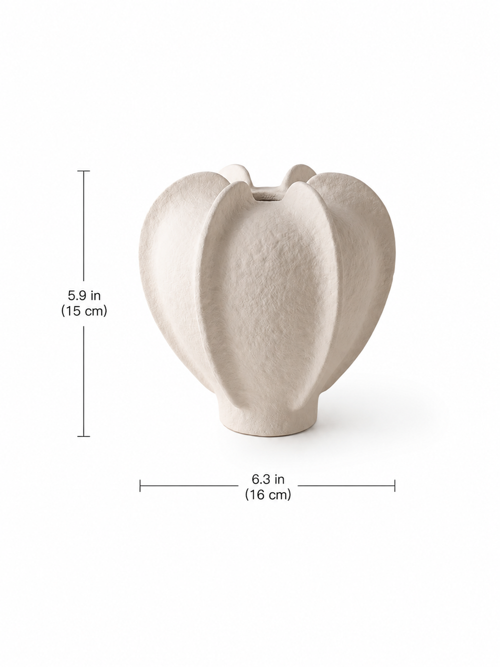 Petal Form Unglazed Ceramic Vase