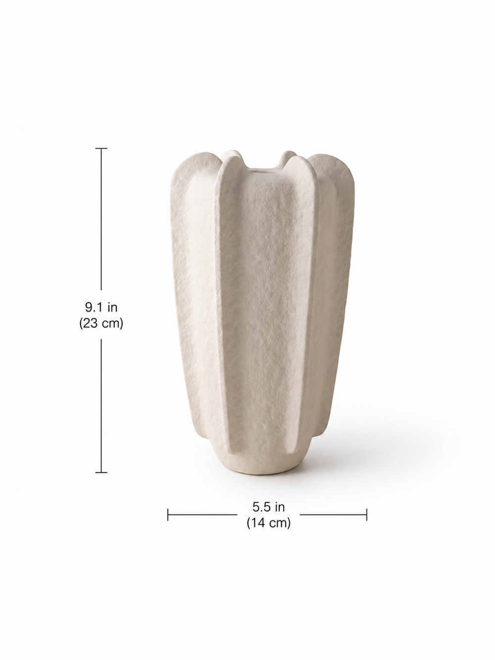 Petal Form Unglazed Ceramic Vase