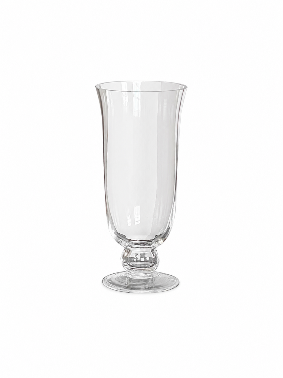 Clear Glass Pedestal Vase – Tall Sculptural Flower Vase