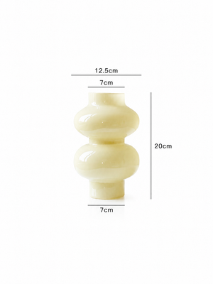 Sculptural Double-Bulb Glass Vase - Cream