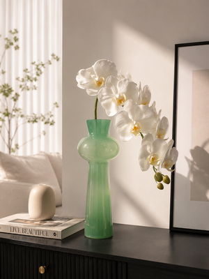 Sculptural Green Glass Vase