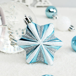 Blue & White Christmas Baubles Set – Shatterproof Xmas Tree Baubles Kit with Finials, Stars & Sweet Ornaments