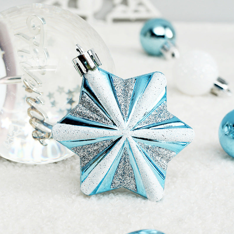 Blue & White Christmas Baubles Set – Shatterproof Xmas Tree Baubles Kit with Finials, Stars & Sweet Ornaments