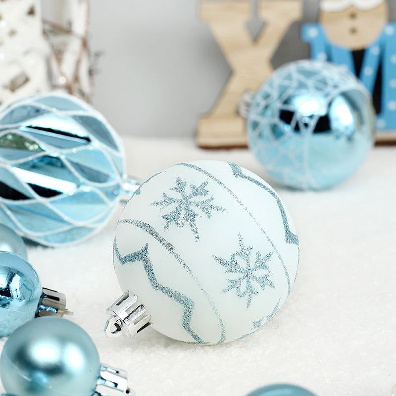 Blue & White Christmas Baubles Set – Shatterproof Xmas Tree Baubles Kit with Finials, Stars & Sweet Ornaments