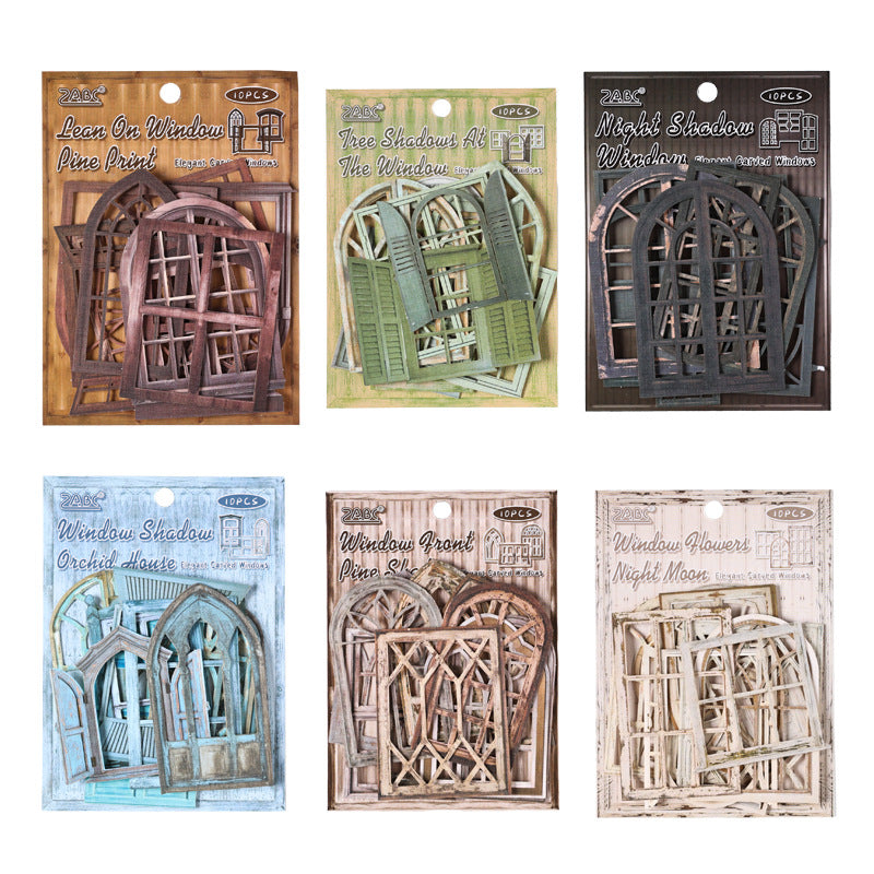 Vintage Window Non-Adhesive Material Paper