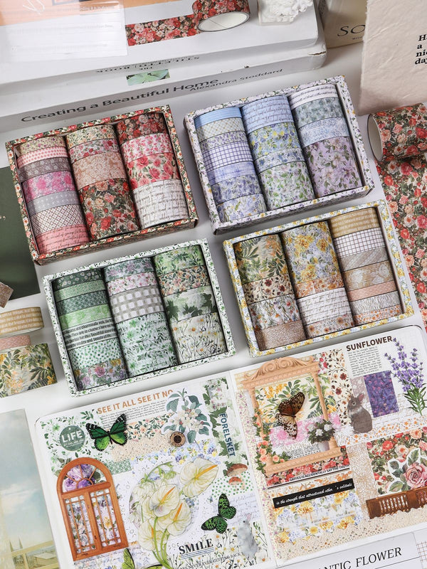 Floral Whisper Vintage Washi Tape Set