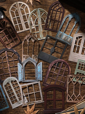 Vintage Window Non-Adhesive Material Paper