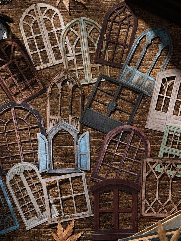 Vintage Window Non-Adhesive Material Paper