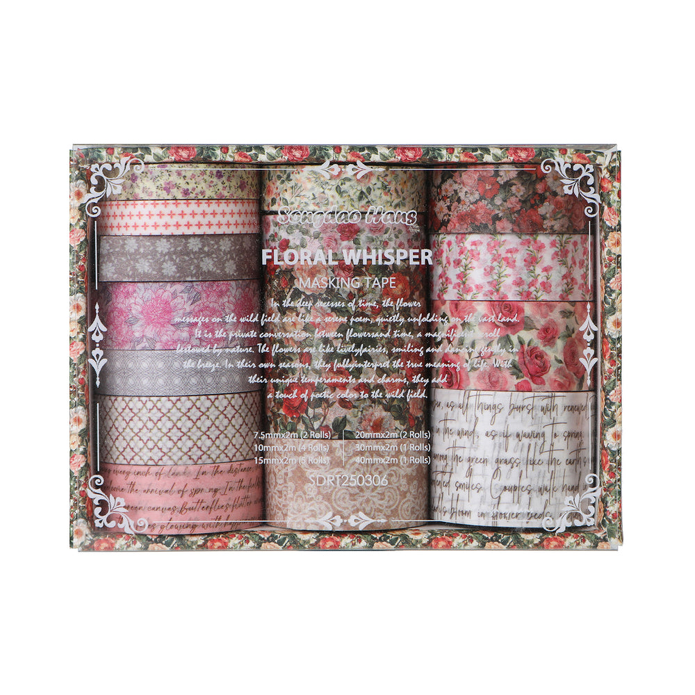 Floral Whisper Vintage Washi Tape Set