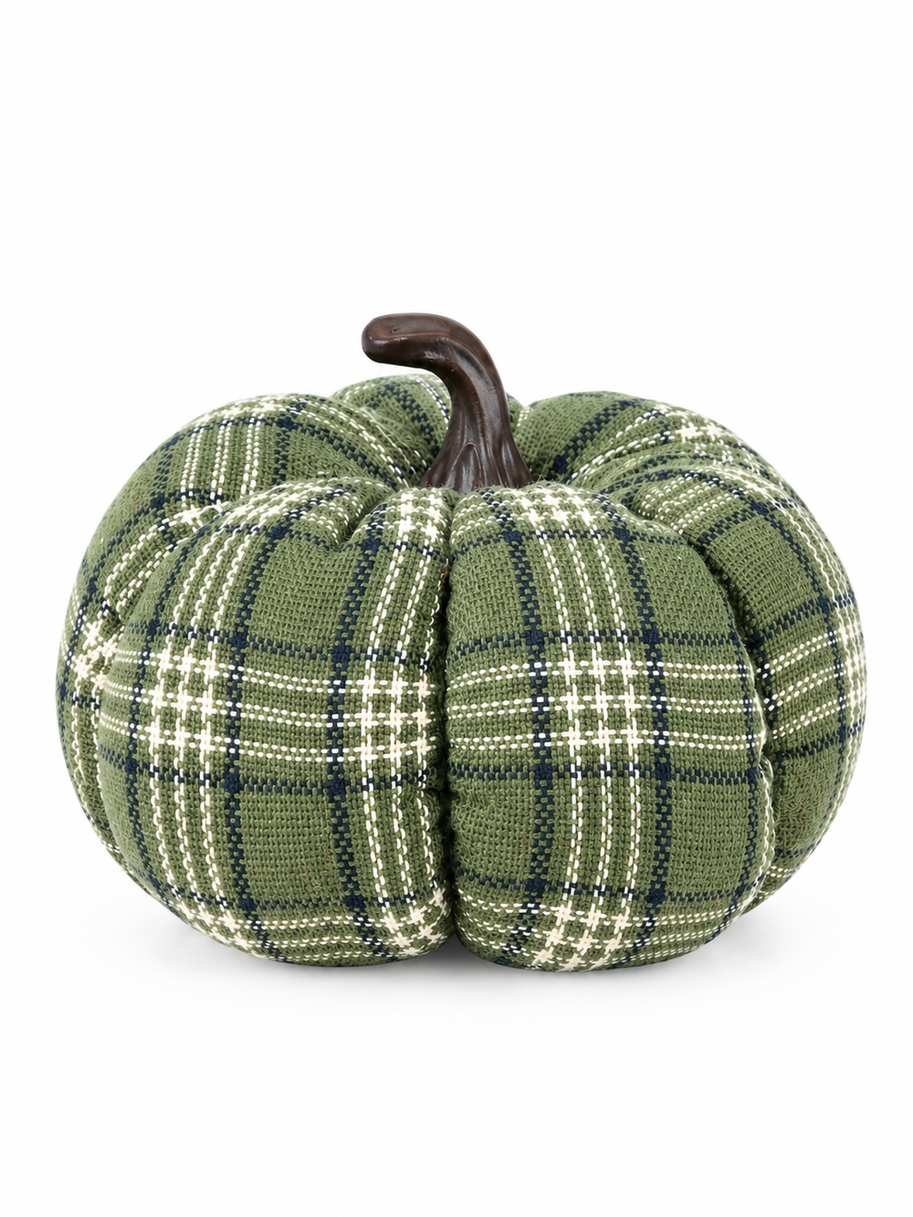 Fabric Plaid Harvest Pumpkins Set – Artificial Cloth Pumpkins with Resin Stems, Rustic Farmhouse Autumn & Thanksgiving Table Centerpiece Decor for Halloween