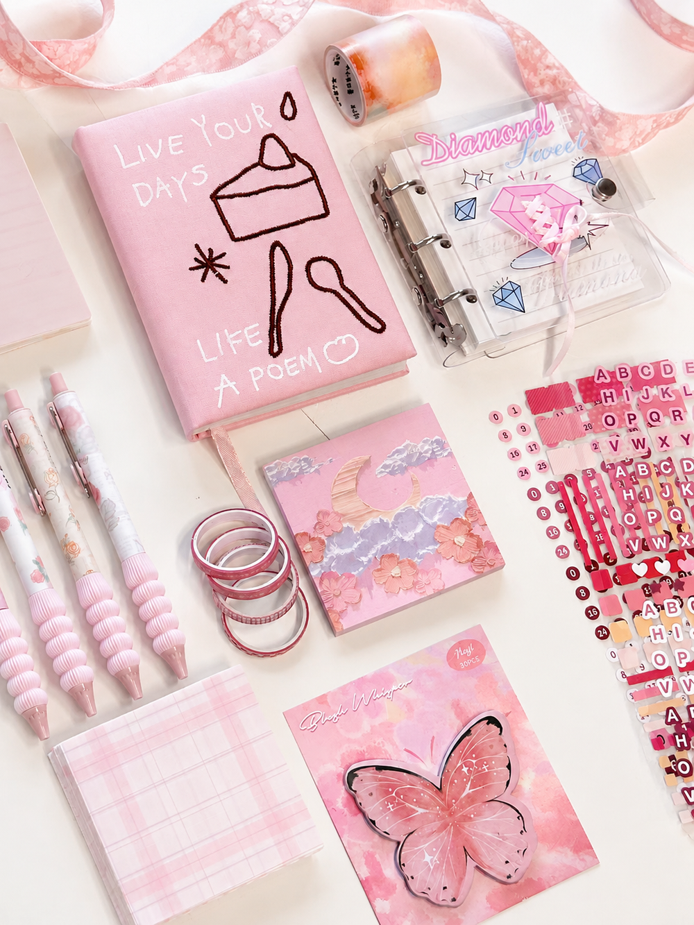 Pink Aesthetic Stationery Gift Set – Ultimate Back to School & Journaling Bundle (15-Piece Curated Kit)