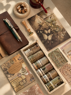 Vintage Junk Journaling Kit – Brown Aesthetic Scrapbooking Gift Box