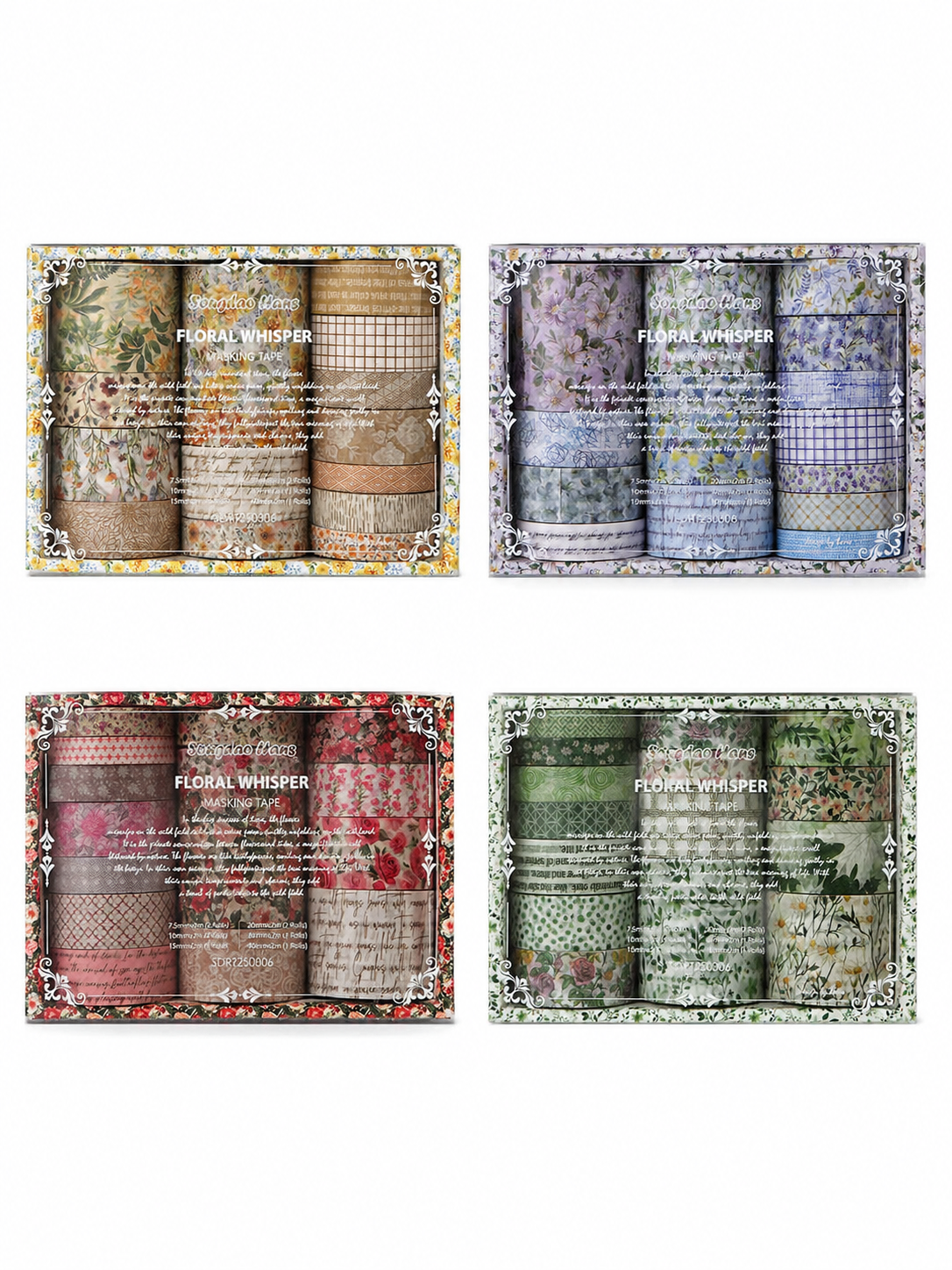 Floral Whisper Vintage Washi Tape Set